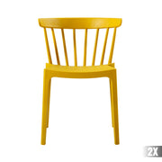 2 darab kortárs, modern stílusú, citromsárga színű, műanyag kerti szék