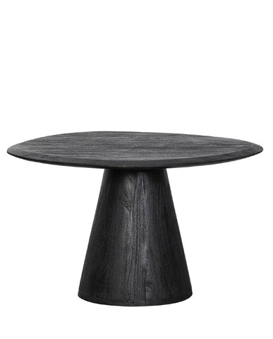 Kortárs stílusú, matt fekete színű, mangófából készült dohányzóasztal