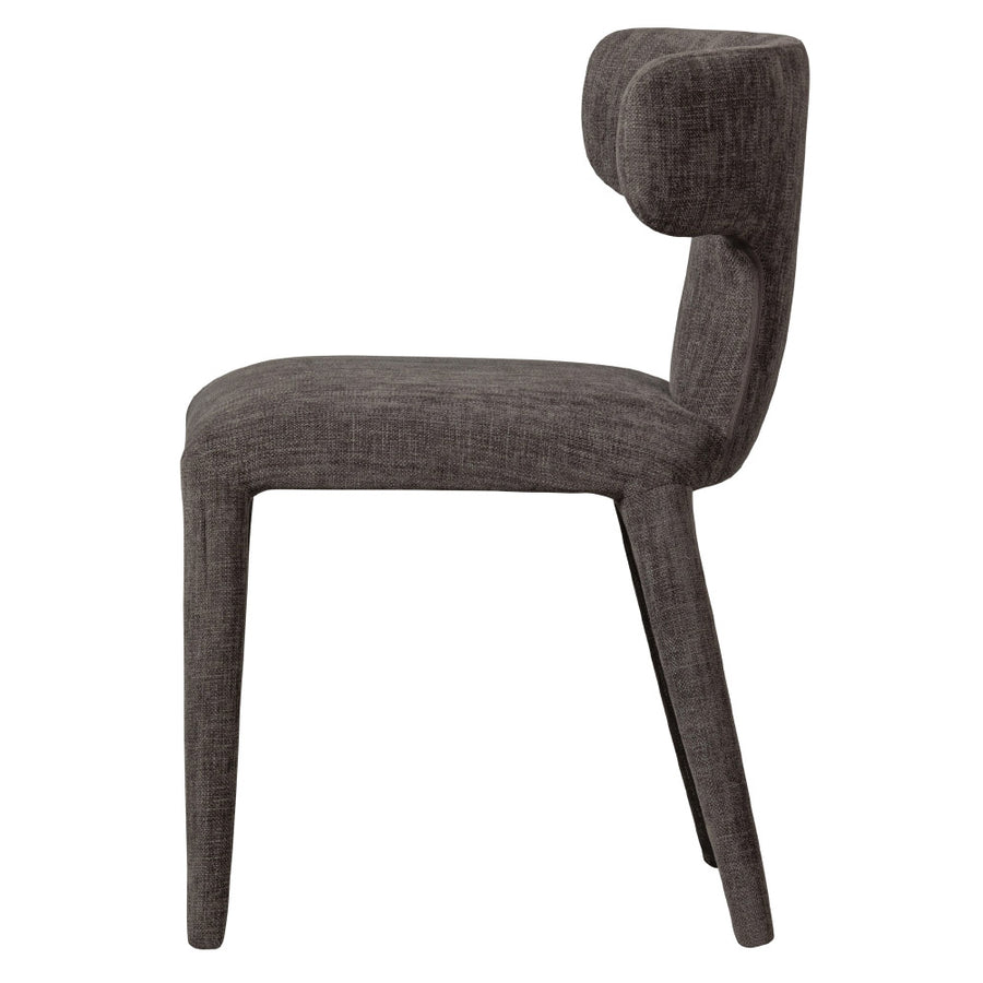 Kortárs stílusú, sötétszürke színű szövettel kárpitozott, 78 cm magas étkezőszék