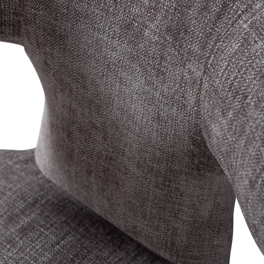 Kortárs stílusú, sötétszürke színű szövettel kárpitozott, 78 cm magas étkezőszék