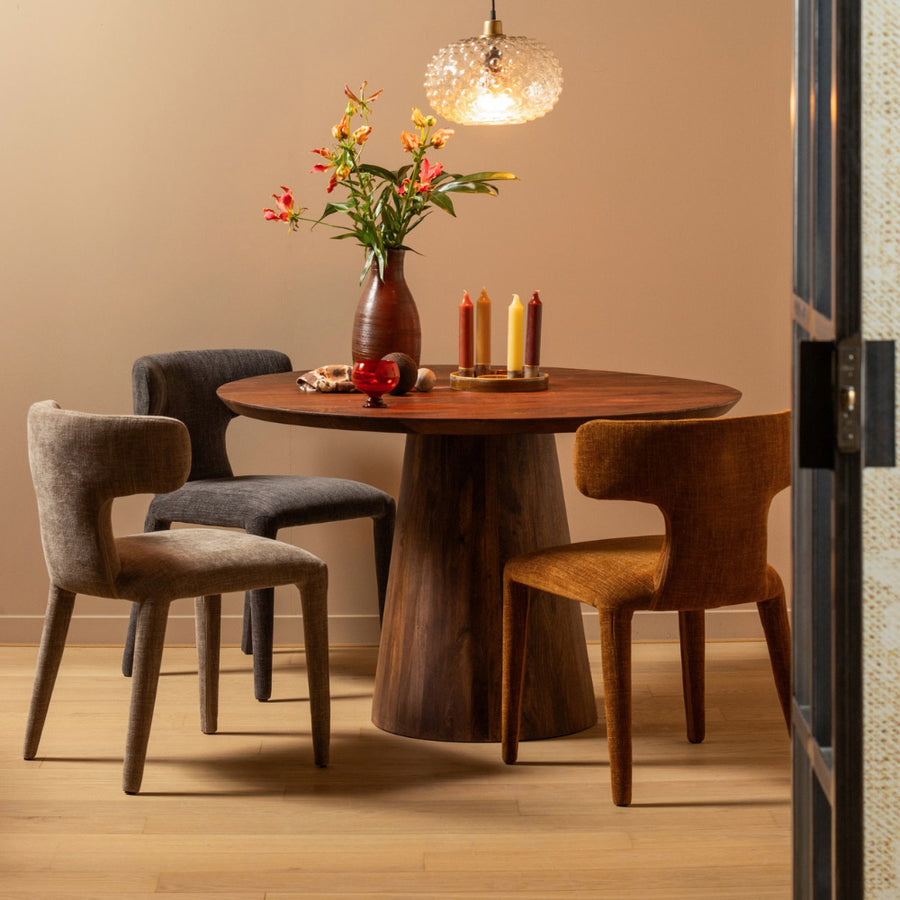 Kortárs stílusú, homokszínű szövettel kárpitozott, 78 cm magas étkezőszék 