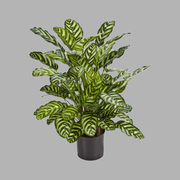 Élethű, 78 cm magas, zebralevél műnövény fekete színű műanyag kaspóban