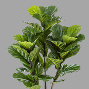 Élethű megjelenésű, mesterséges fikusz cserje, fekete színű, műanyag kaspóban.