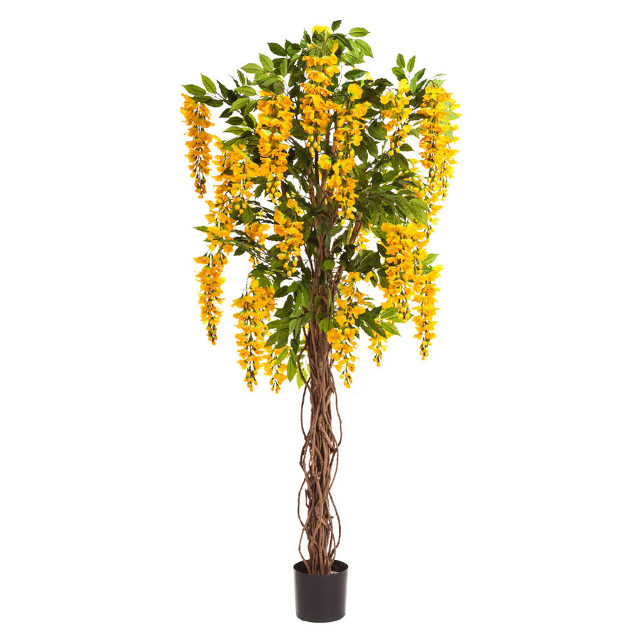 Élethű, citromsárga színű mű lilaakác fa valódi fából készült, indaszerű törzzsel