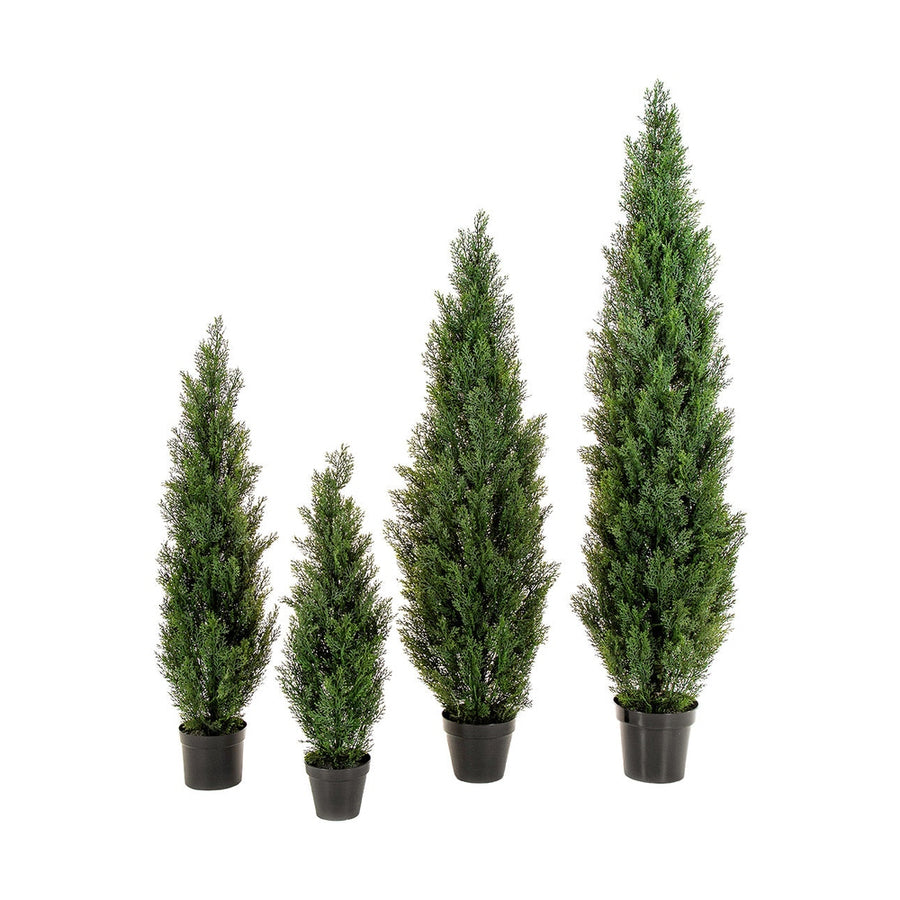 UV-álló, 150 cm magas, mű cédrus tuja műnövény fekete, műanyag cserépben