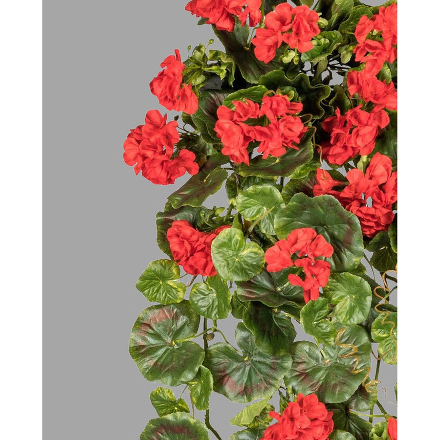 Élethű megjelenésű, UV-álló, dús levélzettel rendelkező, mesterséges muskátli csüngő