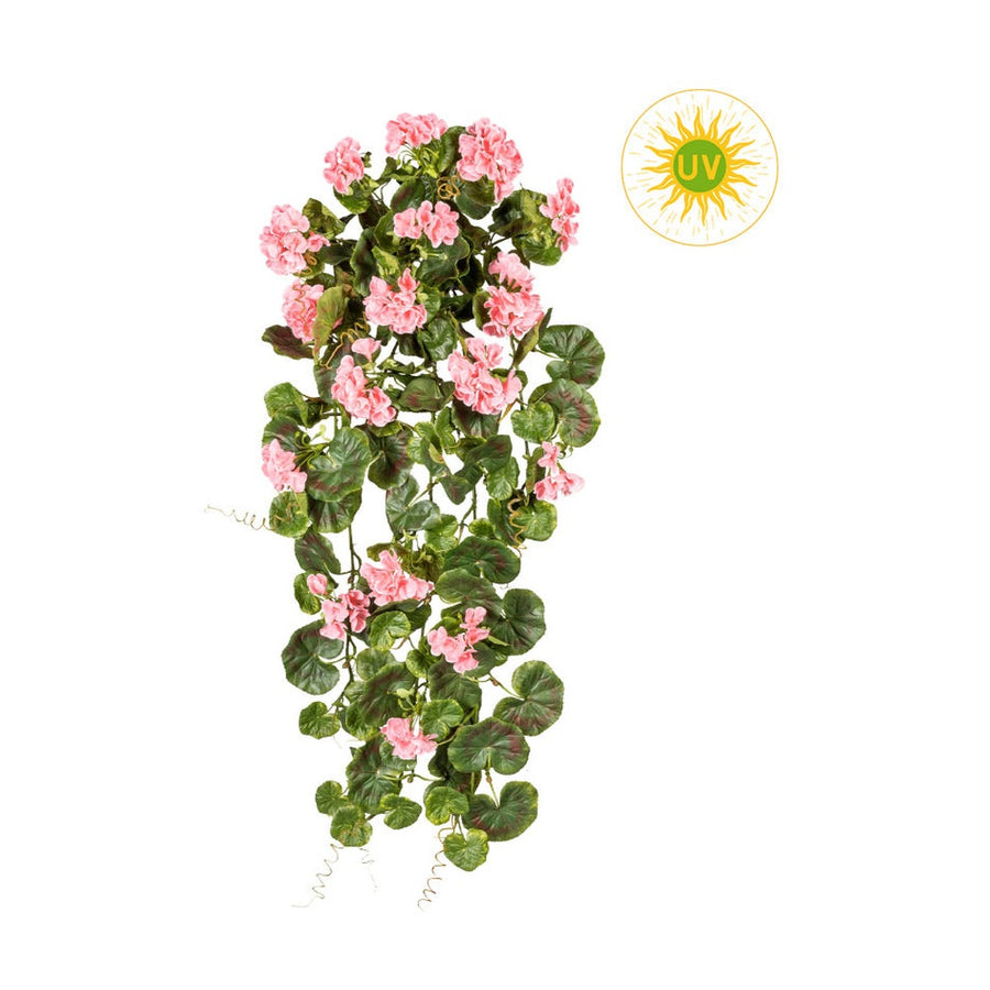 Élethű megjelenésű, UV-álló, dús levélzettel rendelkező, mesterséges muskátli csüngő