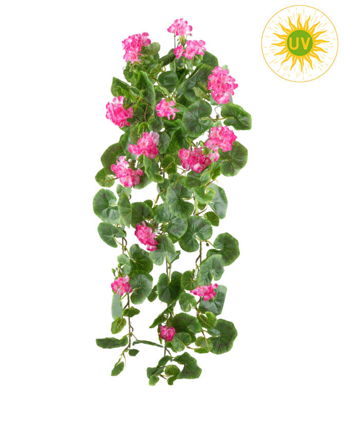 UV-álló mű muskátli csüngő 80 cm rózsaszín GERANIUM