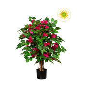 UV-álló, dús lombozatú, mesterséges murvafürt cserje fekete színű, műanyag kaspóban.