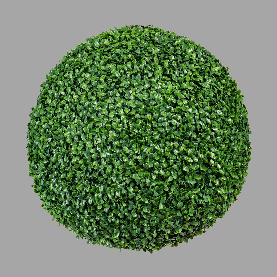 Élethű megjelenésű, nagyméretű, UV-álló, dekorációs bukszus gömb.