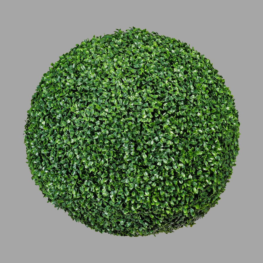 Élethű megjelenésű, nagyméretű, UV-álló, dekorációs bukszus gömb.