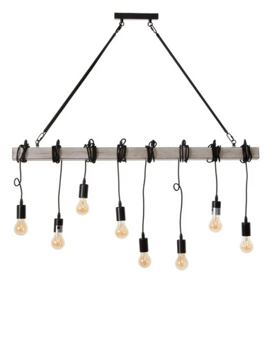 Loft stílusú, antikolt fehér színű fémből készült függeszték lámpa nyolc foglalattal