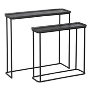 Loft, ipari stílusú, vasból és alumíniumból készült, kétrészes konzolasztal szett.