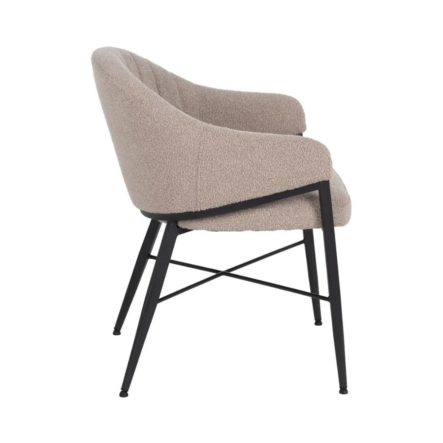 Kortárs stílusú, fekete színű fém étkezőszék bézs színű, poliészter kárpitozással