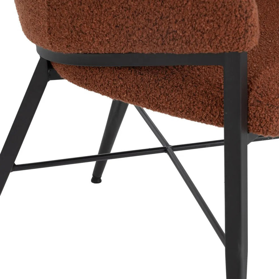 Kortárs stílusú, fekete színű fém étkezőszék salakvörös színű, poliészter kárpitozással