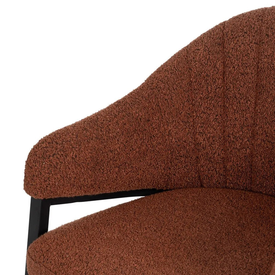 Kortárs stílusú, fekete színű fém étkezőszék salakvörös színű, poliészter kárpitozással