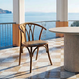Cate vintage bükkfa étkezőszék rattan ülőfelülettel mediterrán hangulatú enteriőrben