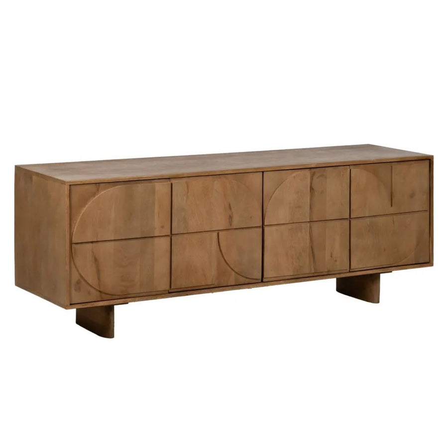 Kortárs, japandi stílusú, tömör mangófából készült design tálalókomód.