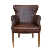 Vintage stílusú, dohánybarna színű, bőrrel kárpitozott bőr karosszék.
