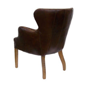 Vintage stílusú, dohánybarna színű, bőrrel kárpitozott bőr karosszék.