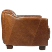 Vintage stílusú, antikolt whiskeybarna színű marhabőrrel kárpitozott, exkluzív bőrfotel