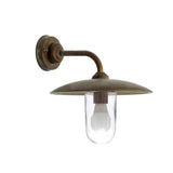 Moretti Luce Trasimeno loft stílusú tömör réz falikar 30 cm-es tányérszerű árnyékolóval és áttetsző üvegbúrával