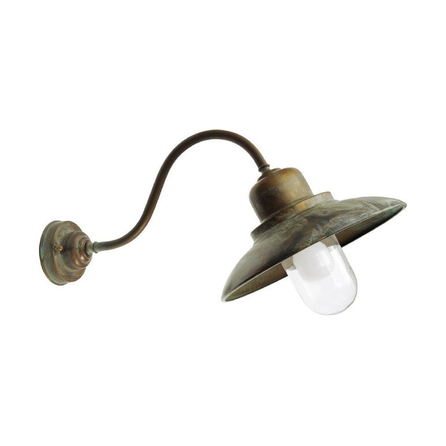 Loft stílusú, rézből készült falikar lámpa üvegbúrával