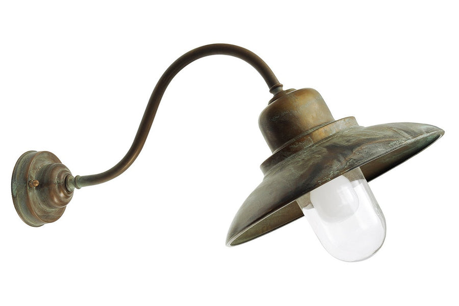 Loft stílusú, rézből készült falikar lámpa üvegbúrával