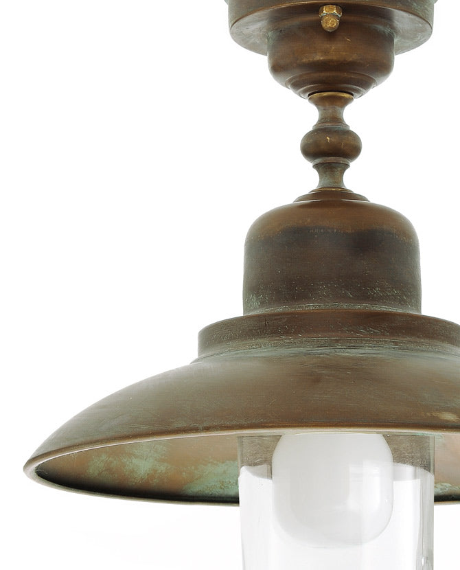 Loft stílusú, rézből készült mennyezeti lámpa üvegbúrával