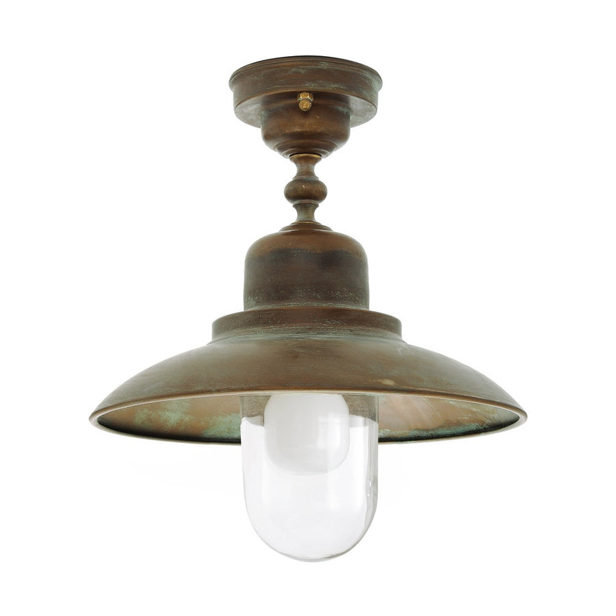 Loft stílusú, rézből készült mennyezeti lámpa üvegbúrával