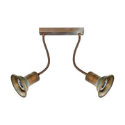 Vintage stílusú, réz spot lámpa két flexibilis foglalattal.