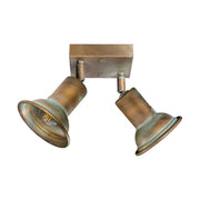 Vintage stílusú, réz spot lámpa két foglalattal.