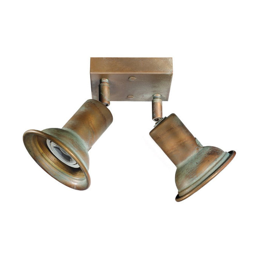 Vintage stílusú, réz spot lámpa két foglalattal.