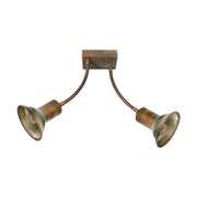 Vintage stílusú, réz spot lámpa két flexibilis foglalattal.