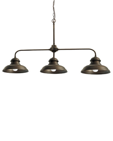 Vintage stílusú, rézből készült függeszték lámpa három darab lámpatesttel.
