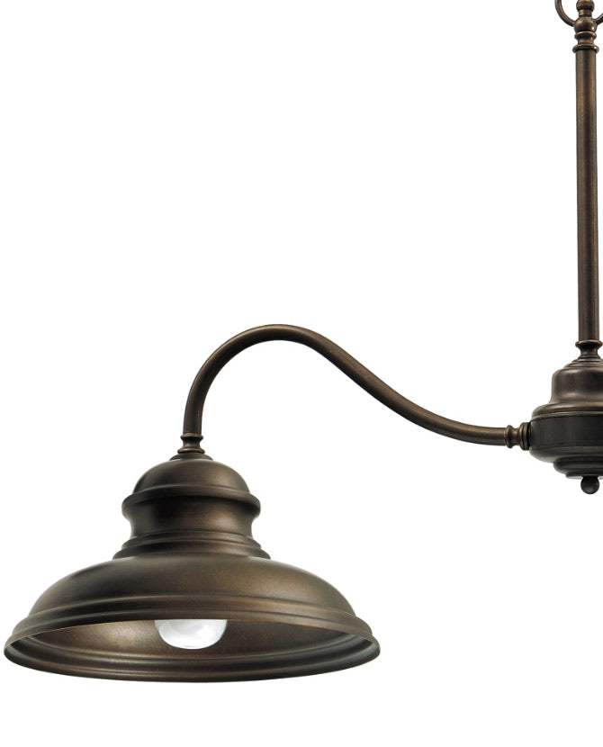 Vintage stílusú, rézből készült függeszték lámpa két darab lámpatesttel.