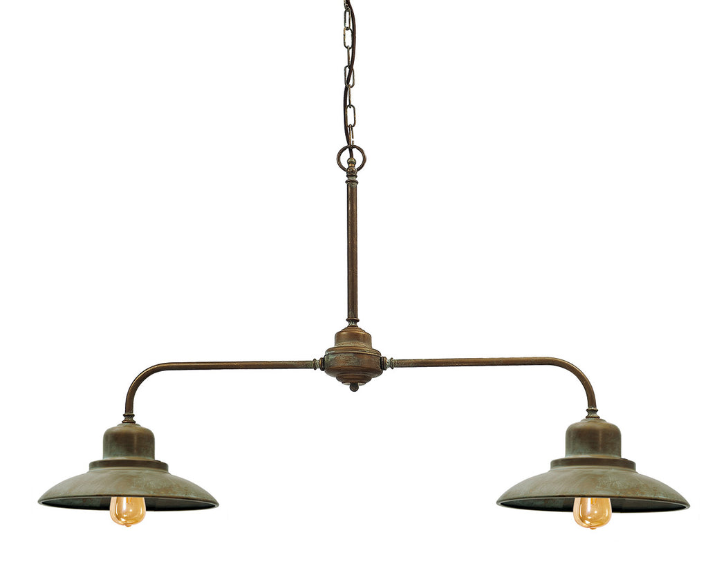 Loft stílusú, rézből készült függeszték lámpa két darab lámpatesttel.