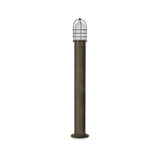 Torcia ipari stílusú tömör réz kerti állólámpa díszráccsal védett opál üvegbúrával, 123 cm-es magassággal