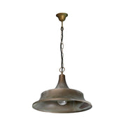 Atelier vintage tömör réz láncos függeszték 50 cm átmérőjű harang alakú lámpaernyővel és üvegbúrával