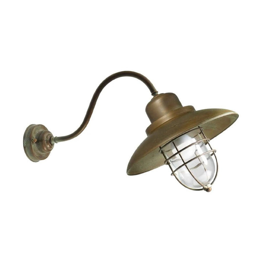 Loft stílusú, rézből készült falikar lámpa üvegbúrával