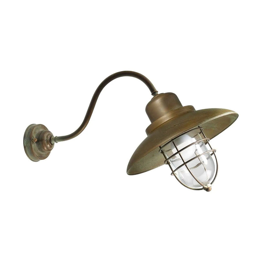 Loft stílusú, rézből készült falikar lámpa üvegbúrával