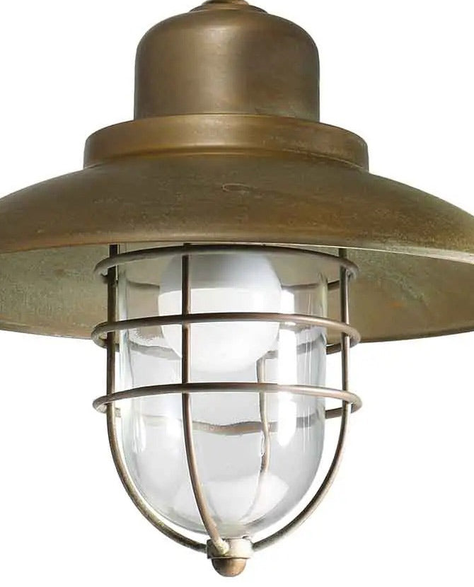 Loft stílusú, rézből készült függeszték lámpa fémrácsos üvegbúrával