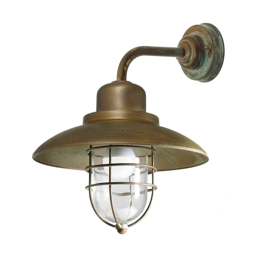 Loft stílusú, rézből készült falikar lámpa üvegbúrával