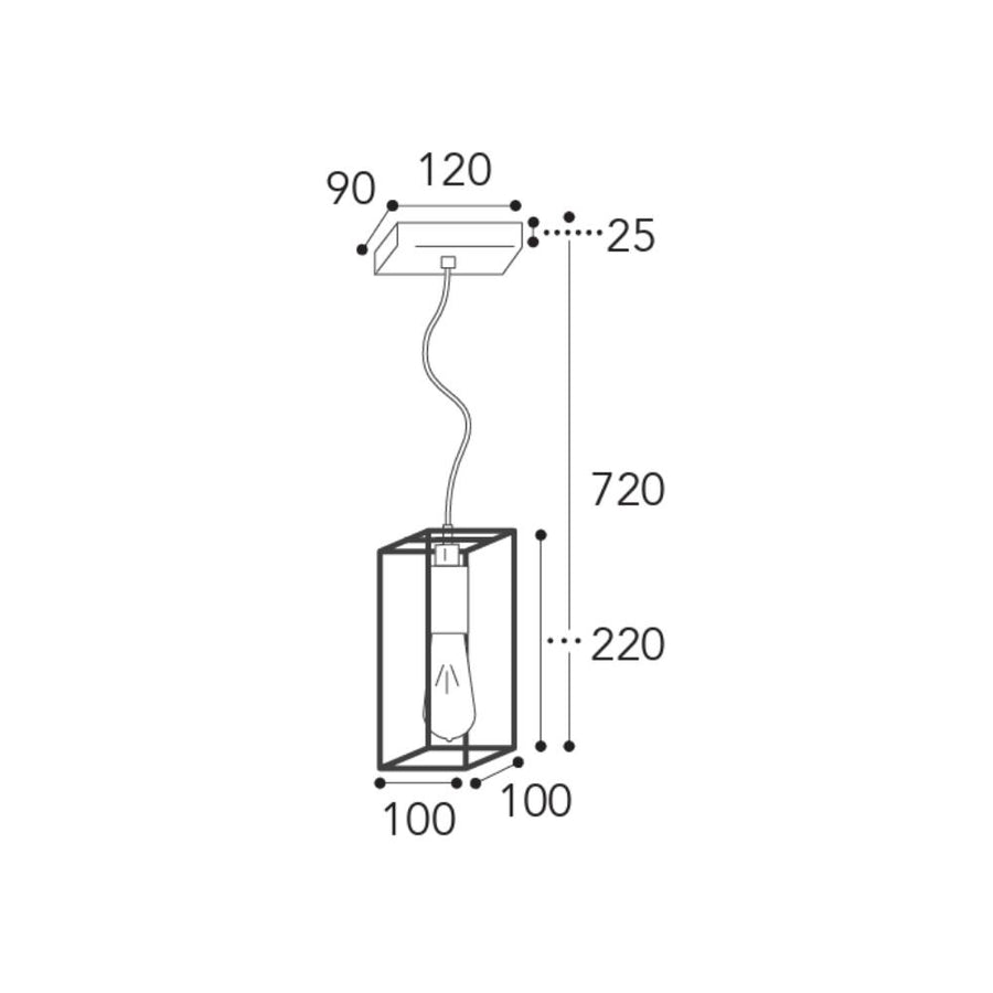 CUBIC ipari stílusú réz függeszték 72 cm E27