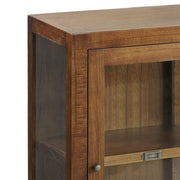 Kis méretű, loft stílusú, mindifából készült, vitrines kisszekrény