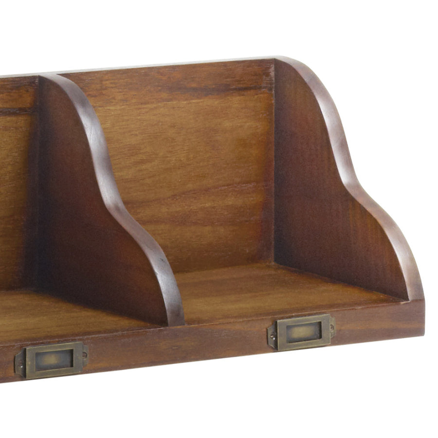 Loft stílusú, háromrekeszes, tömör mindifából készült CD-tartó fali polc