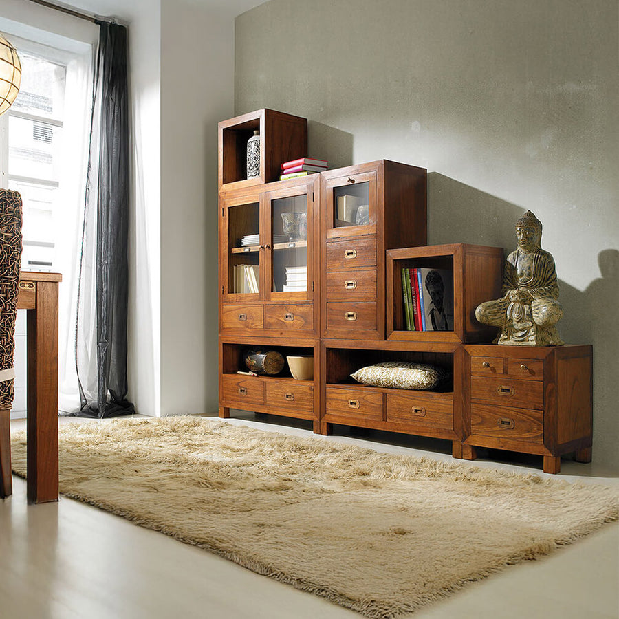 Loft stílusú, mindifából készült, kézműves, moduláris komód elem