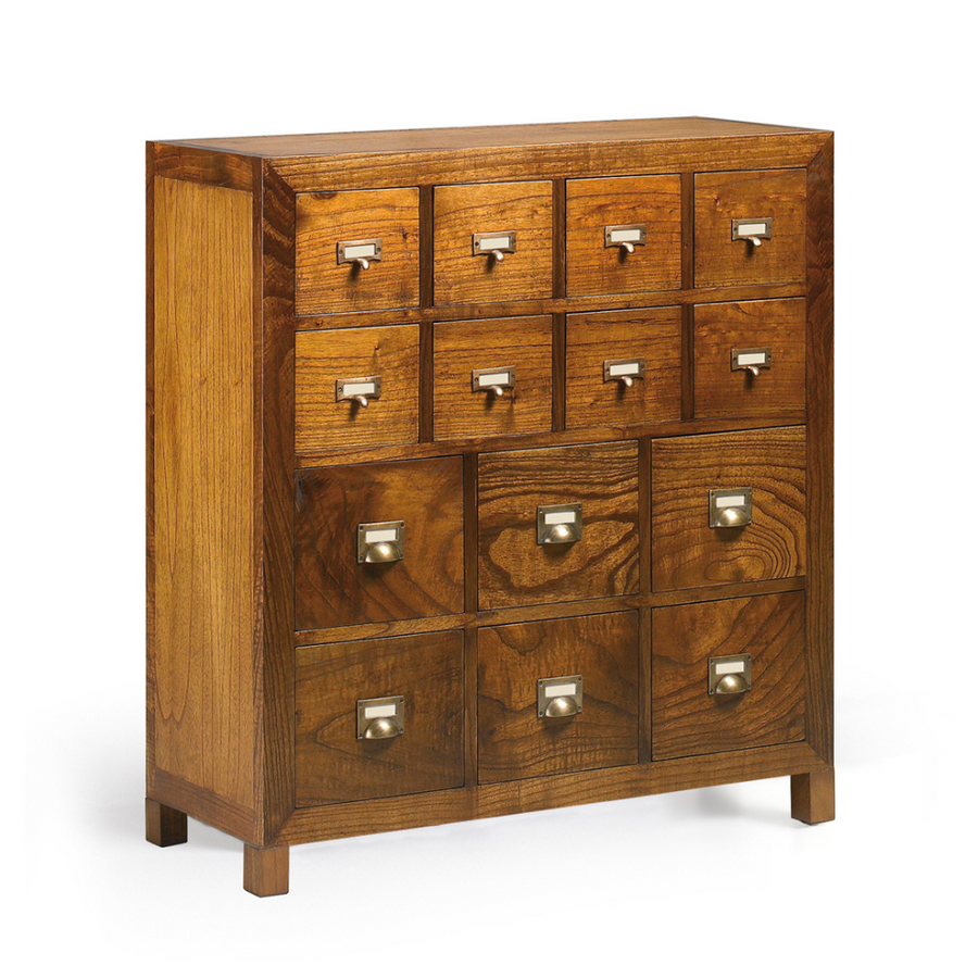 Loft stílusú, mindifából készült tömörfa fiókos tároló 