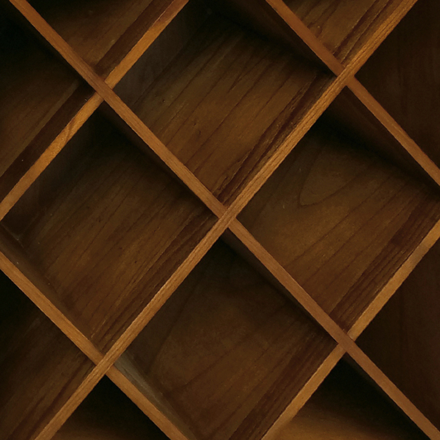 Loft stílusú, mindifából készült moduláris polcrendszer borszekrény eleme.