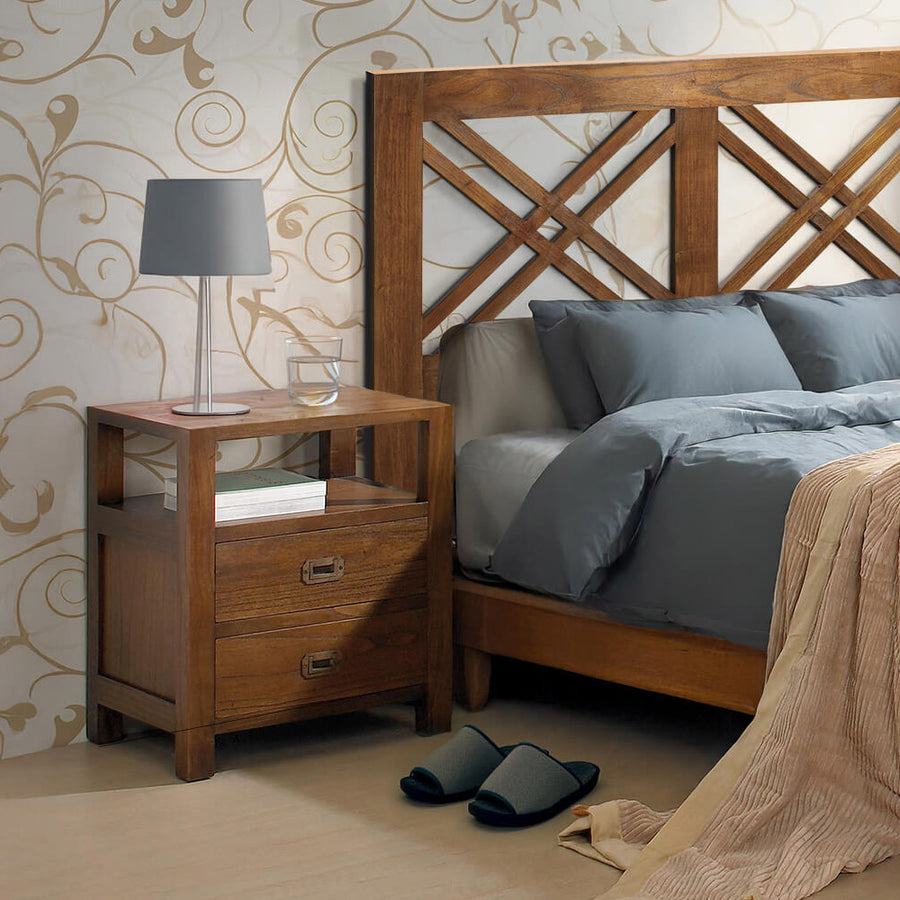 Loft stílusú, 165 cm hosszú, tömör mindifából készült, keresztrácsos kialakítású ágyvég